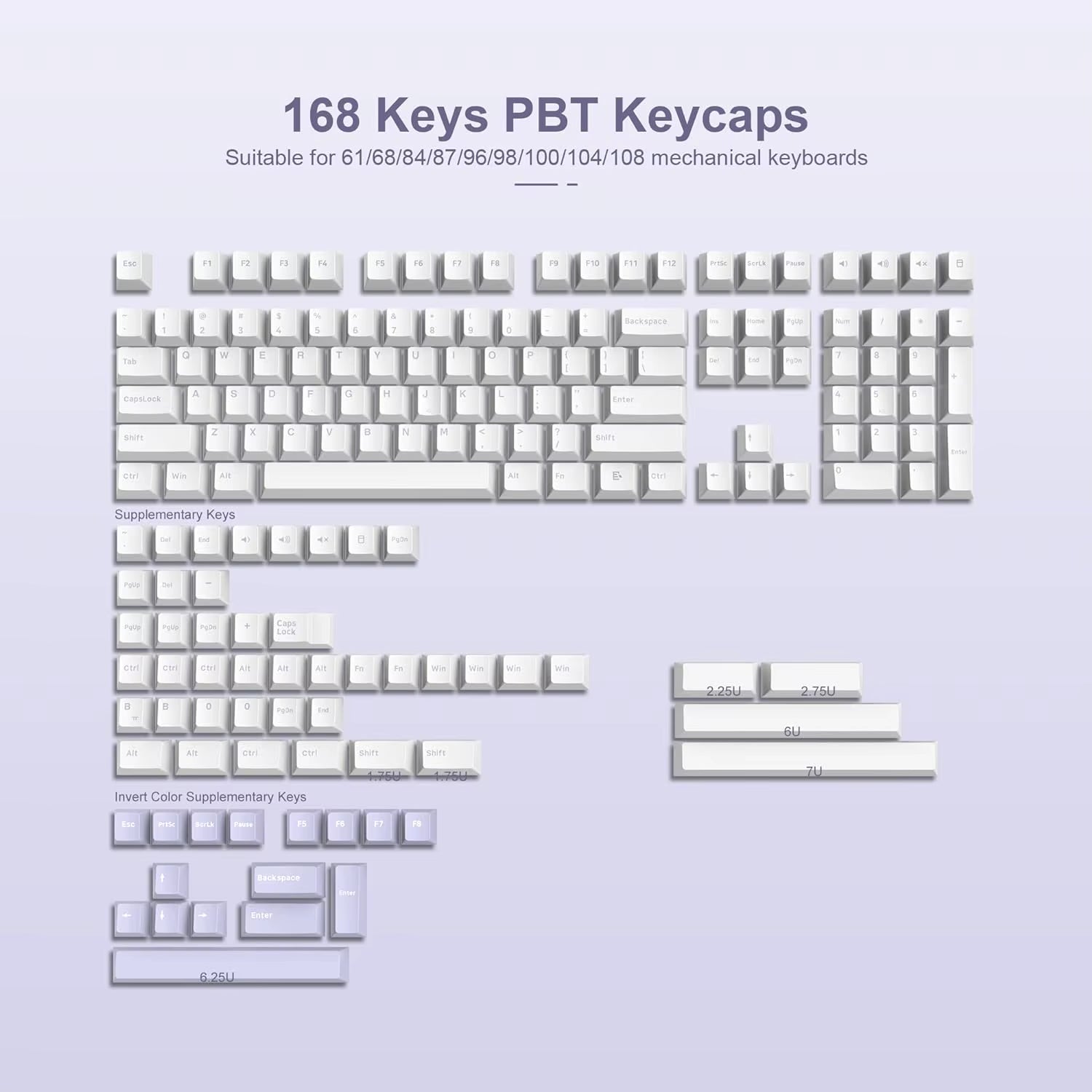 168 Keys Double Shot PBT Keycap Custom WOB Keycap Cherry Profile Keyboard Keycaps for Cherry Gateron MX Switches Gaming Keyboard