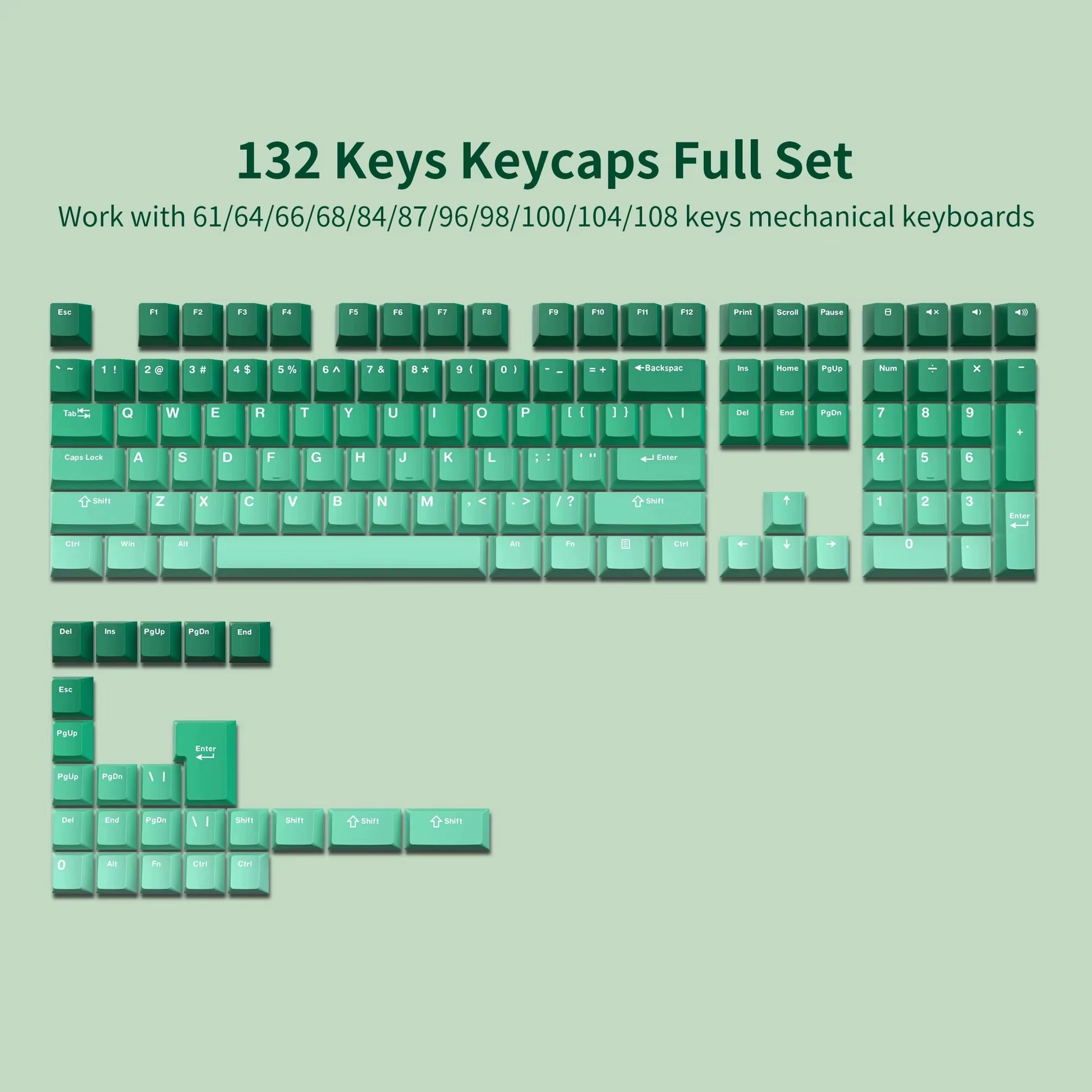 168 Keys Double Shot PBT Keycap Custom WOB Keycap Cherry Profile Keyboard Keycaps for Cherry Gateron MX Switches Gaming Keyboard